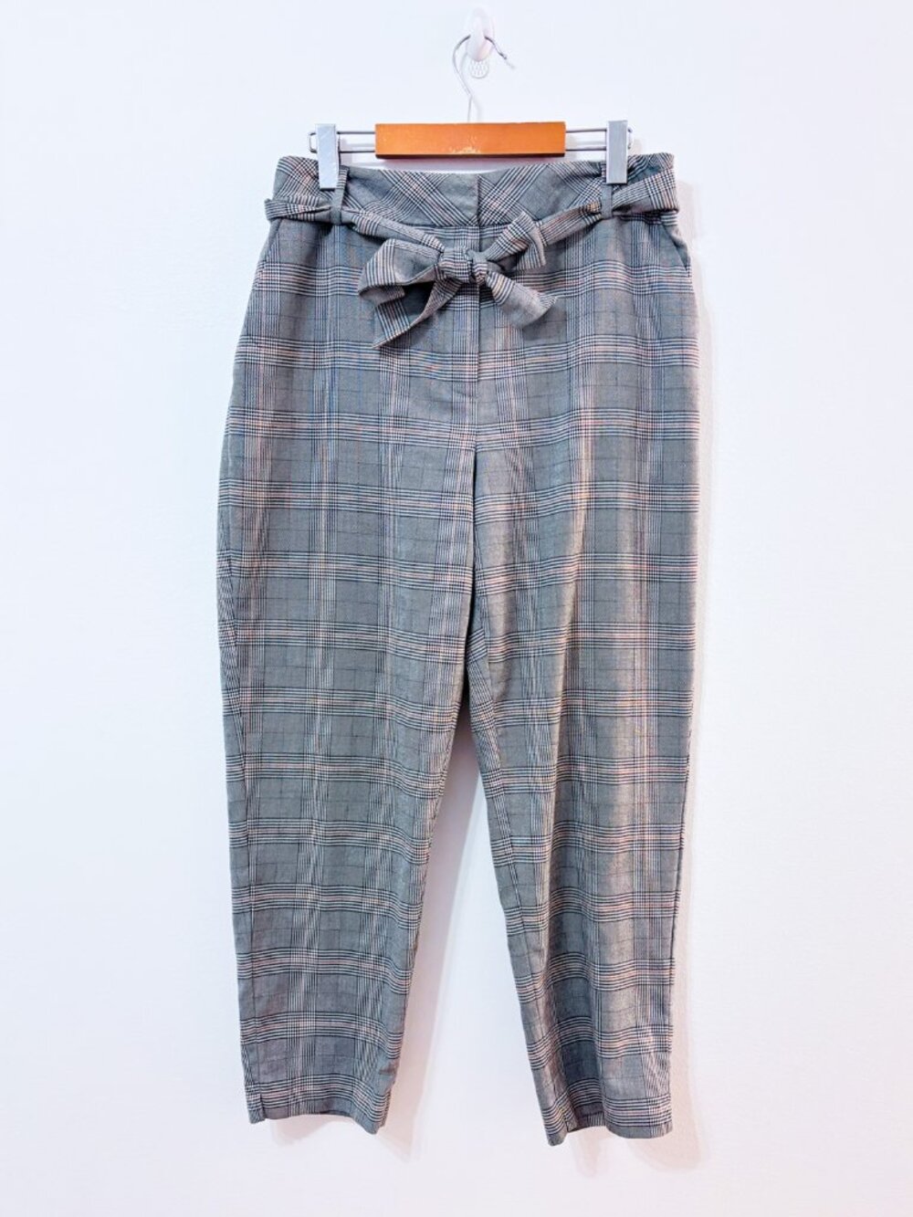RW&CO. Grey Plaid Tie Waist Pants | Office Career Chic | Size 14